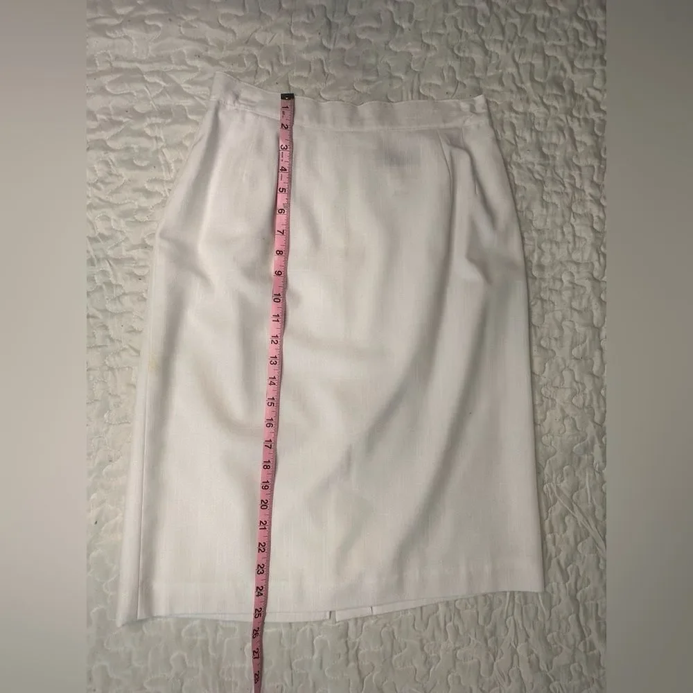 Vintage 90s Block Island Petites White Pencil Skirt High Waist Minimalist 12P - Picture 12 of 12